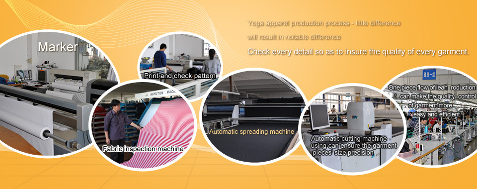 Yoga apparel production process - little difference will result in notable difference Check every detail so as to insure the quality of every garment.